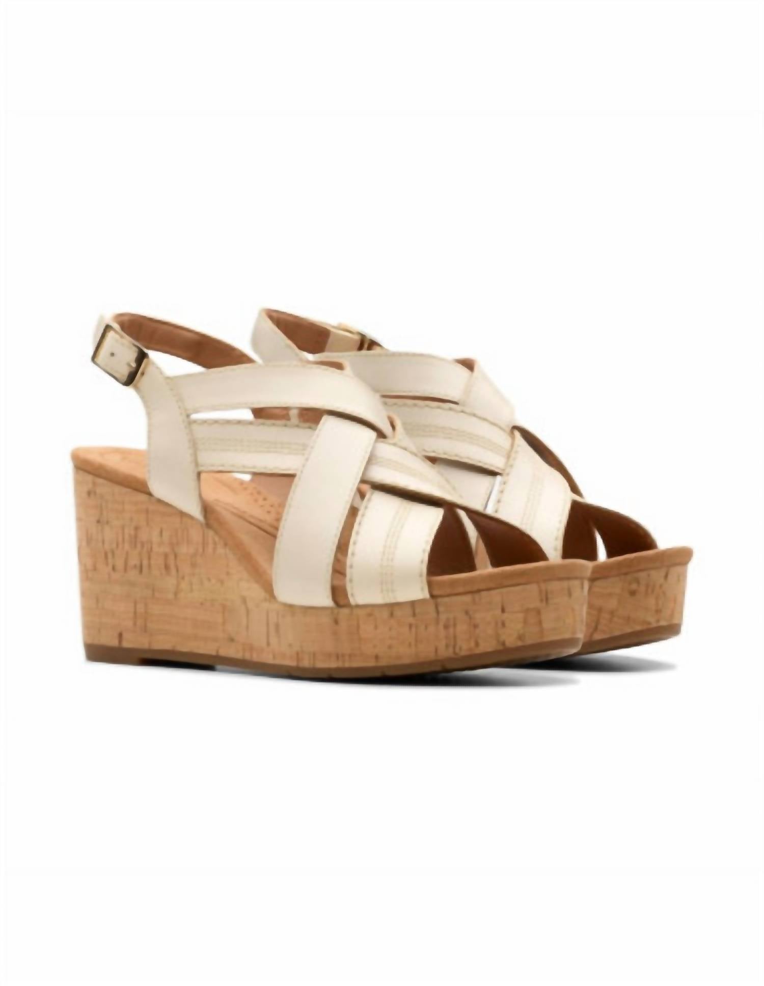 Clarks Women's Sabina Sling Back Sandals in cream leather - women's sandal - detail view