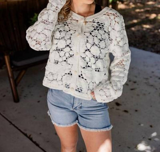 Pol - V-neck Crochet Sweater