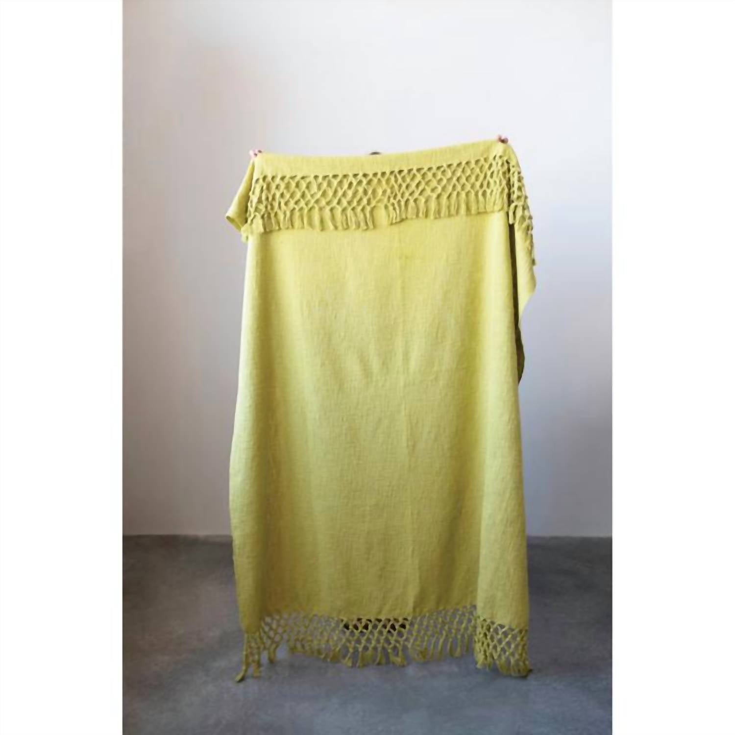 Creative Co-Op - Woven Cotton Throw Chartreuse