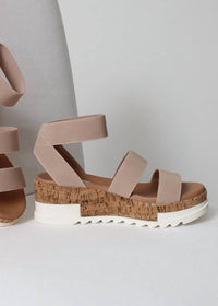 Steve Madden - Women's Elastic Strap Cork Platform Sandal