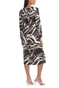 Donna Morgan - Tied Waist Marble Print Midi Dress