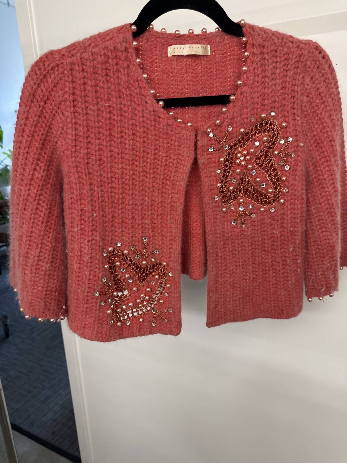 Coup-De-Pied Women's Embroidered Cardigan in pink - women's cardigan