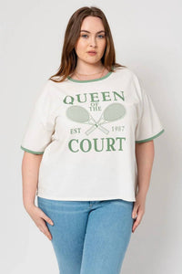 Gilli - Queen Of The Court Ring Neck Graphic Tee - Plus