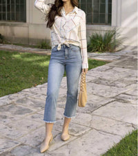 Grace and Lace Windowpane Button Up Top in multi - women's blouse - view 4