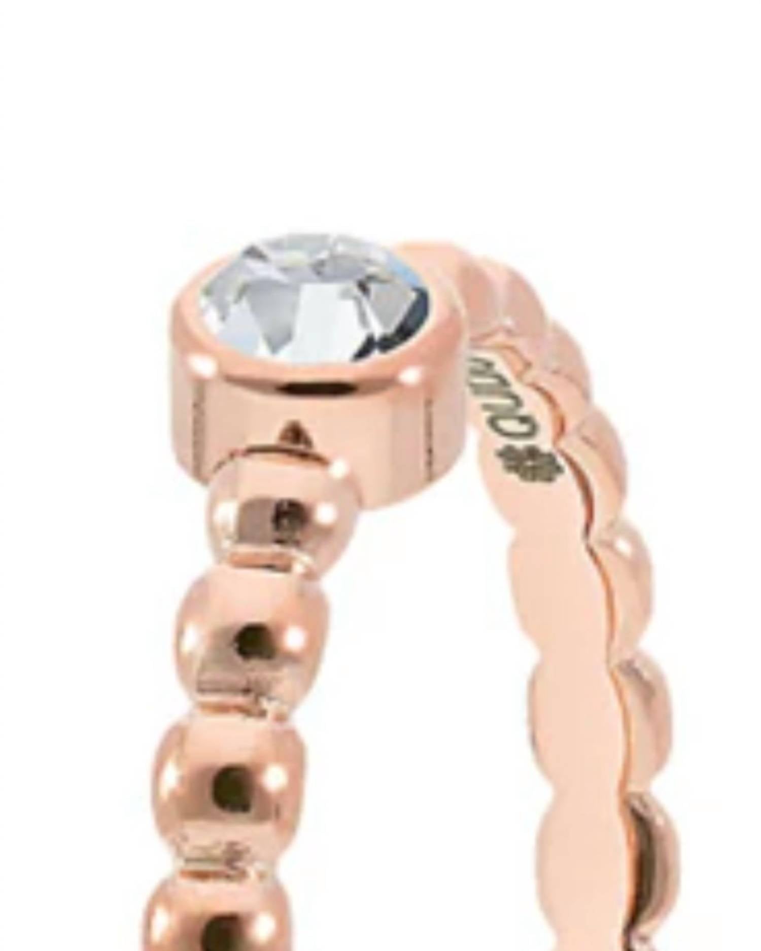 Qudo Women's Spacer Matino Deluxe Ring in crystal rosegold - women's jewelry - detail view