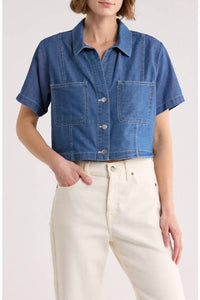 Blu Pepper - Collared Button Down Boxy Top