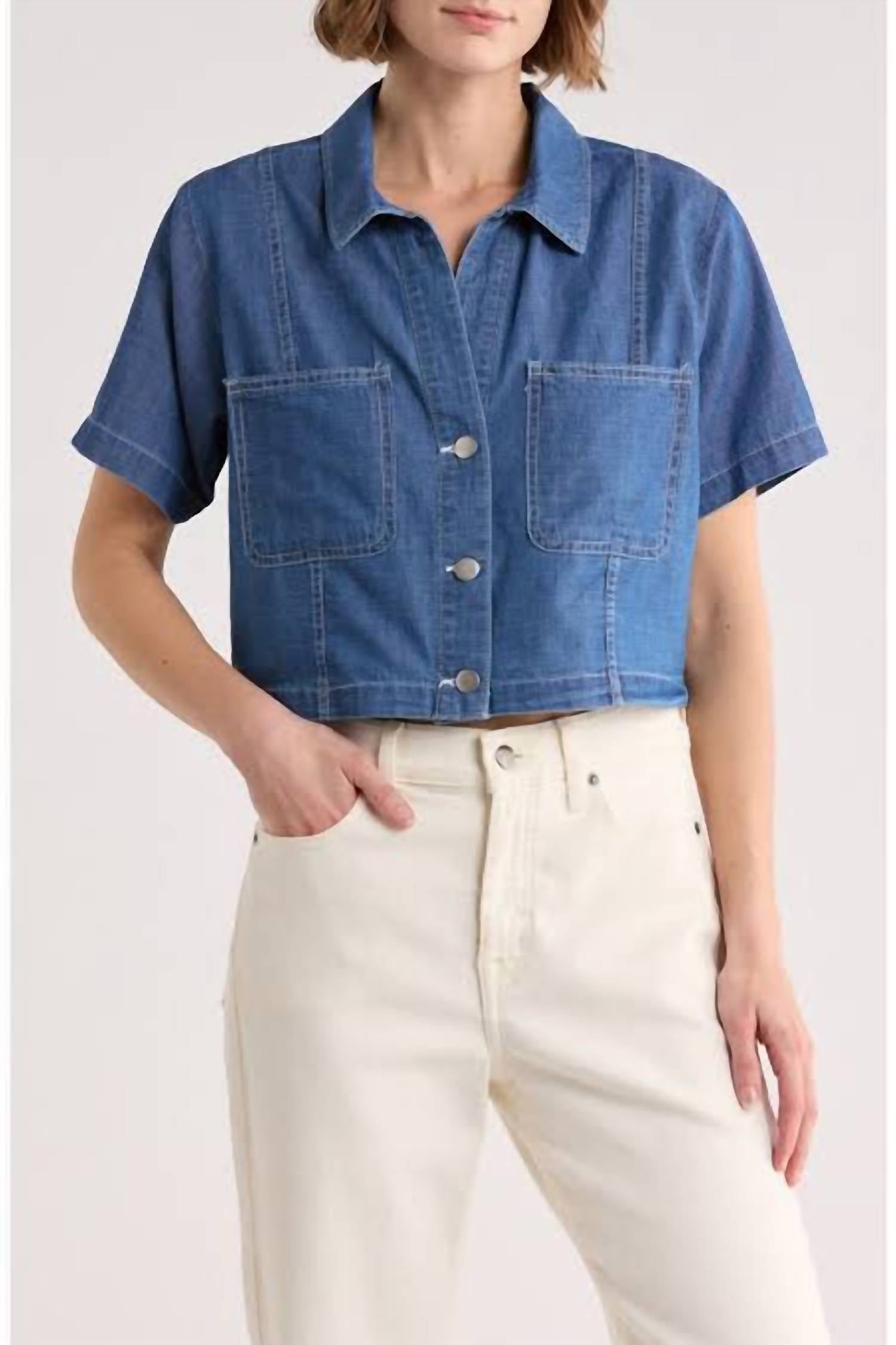 Blu Pepper - Collared Button Down Boxy Top