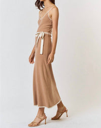 Lalavon - Katalina Knit Waist Tie Midi Dress