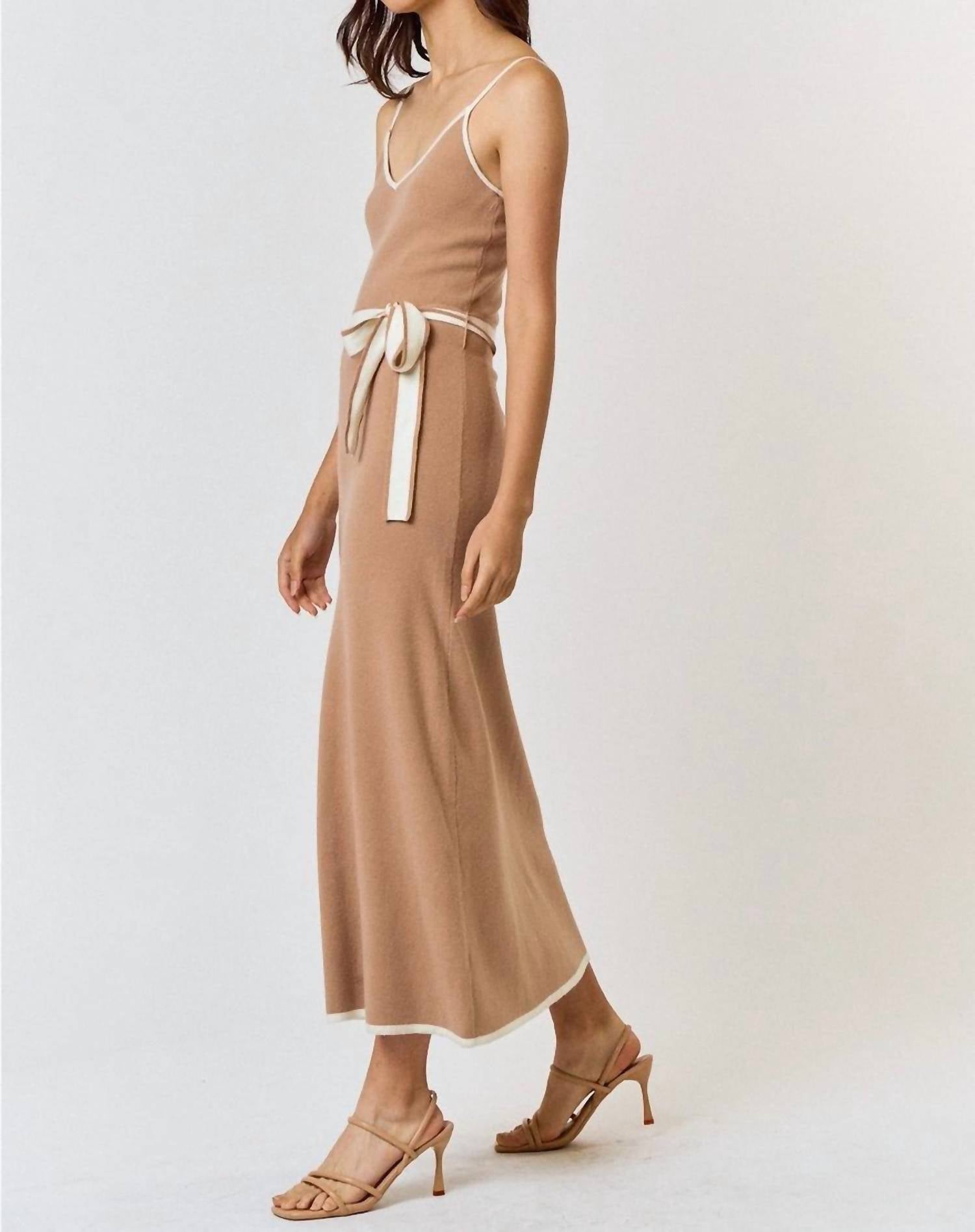 Lalavon - Katalina Knit Waist Tie Midi Dress