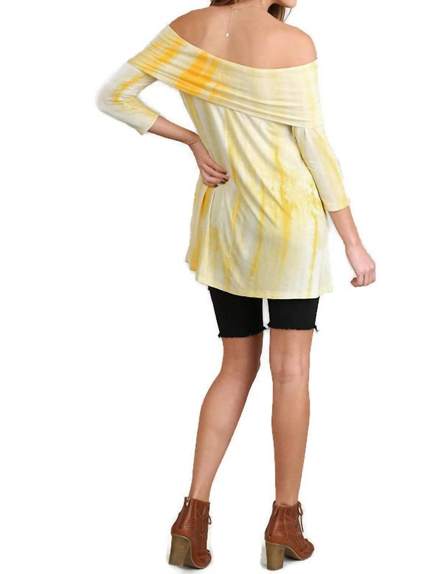 Umgee - Fold Over Off The Shoulder Tie Dye Tunic