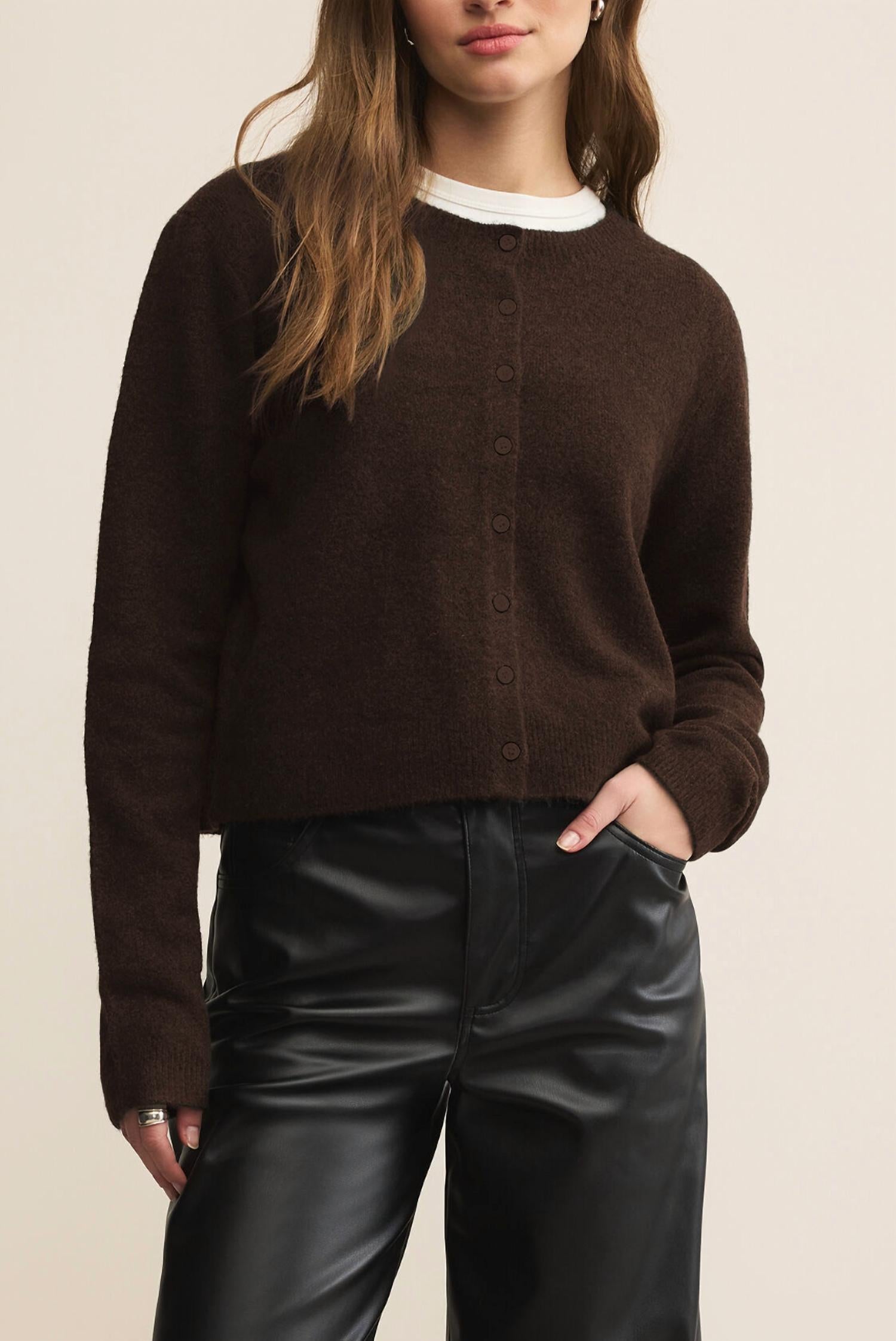 Z Supply Medina Cardigan in chocolate cherry - women's cardigan