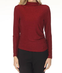 Joseph Ribkoff - Shimmery Mock Neck Ruched Top