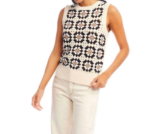 Karen Kane - Patchwork Crochet Sweater Tank Top
