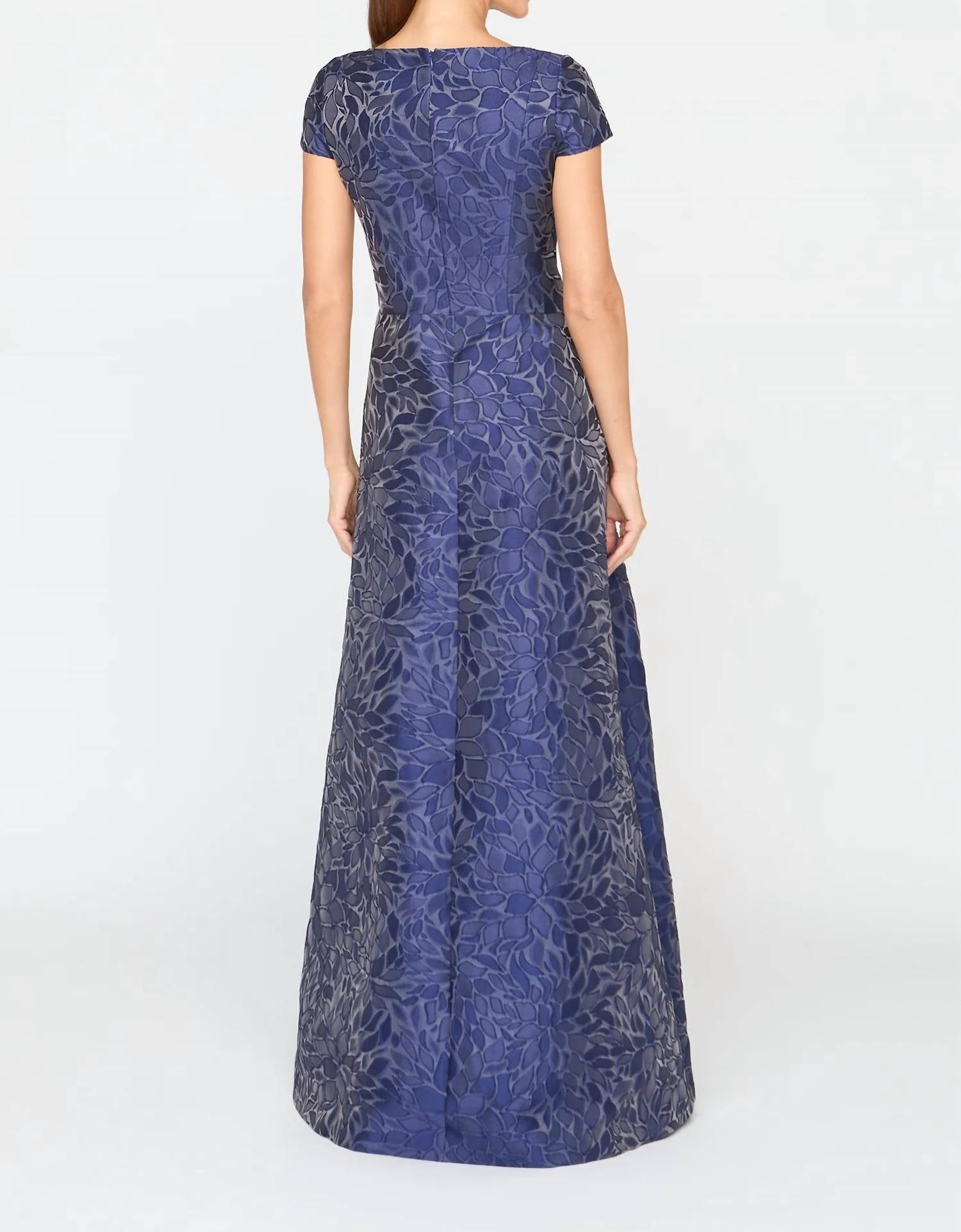 Kay Unger Ophelia Gown in navy - women's dress - detail view