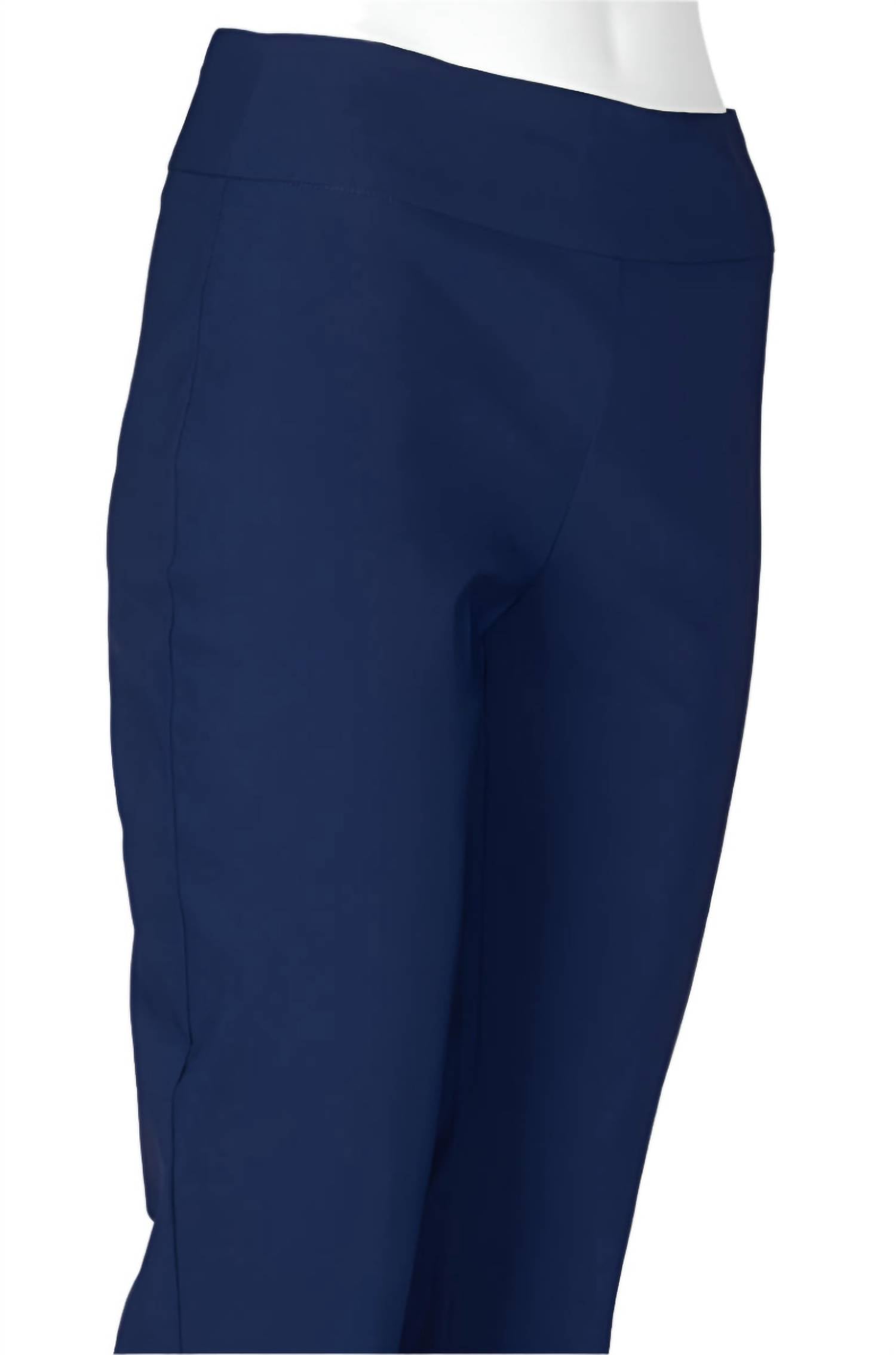 Carre Noir - Women's Mid Waist Embellished Cuff Solid Crepe Pant