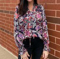Fate - Front Tie Ruffled V-neck Long Sleeve Top