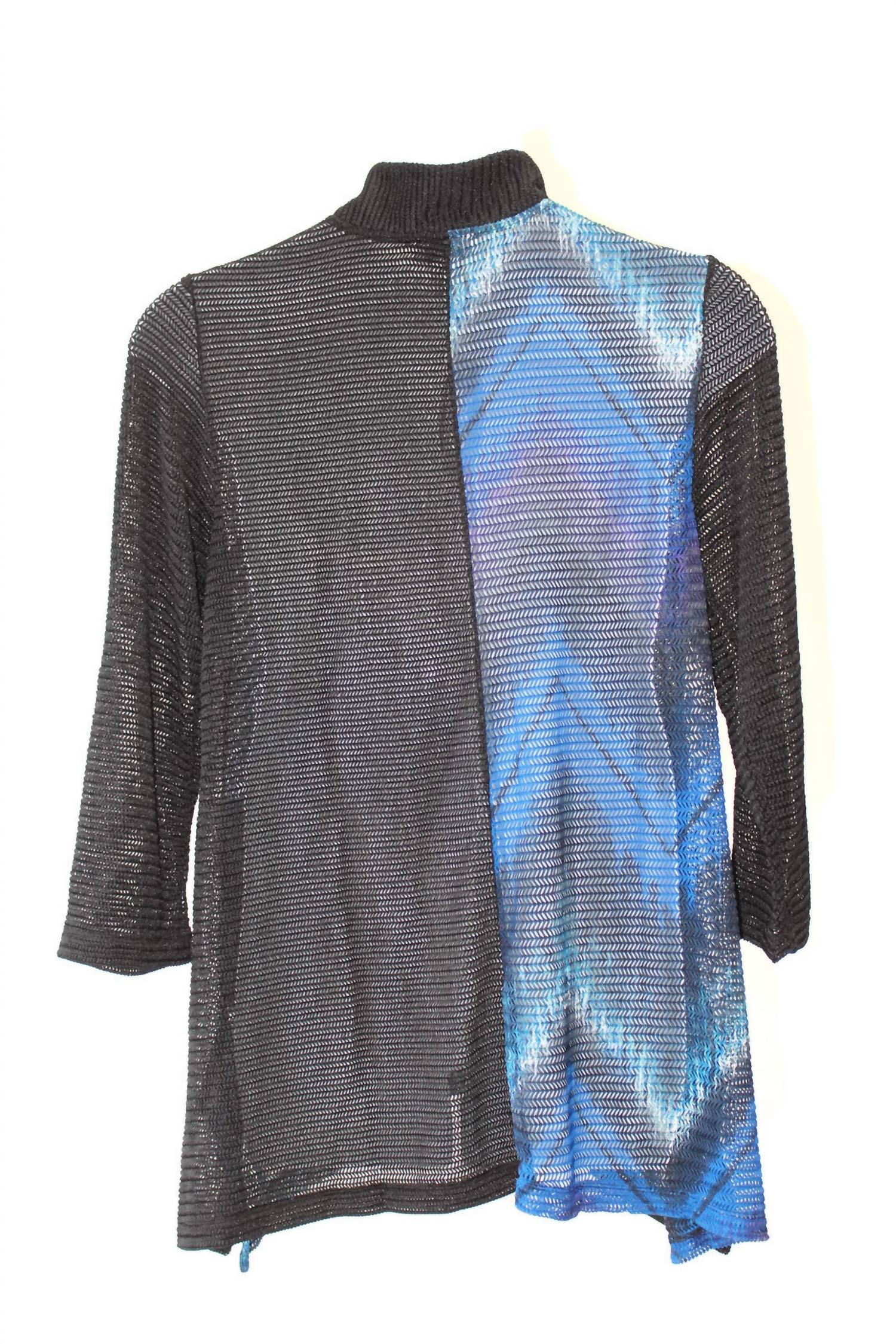 Aris A. - Mandarin Loose Weave Knit Jacket - PLUS