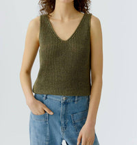 Oui Knit Tank in green garden - women's tank top