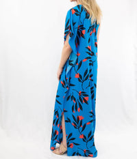 Tyche One Shoulder Floral Dress in blue - women's dress - detail view