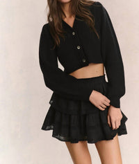 LoveShackFancy Avignon Crop Cardigan in black - women's cardigan - alternate view
