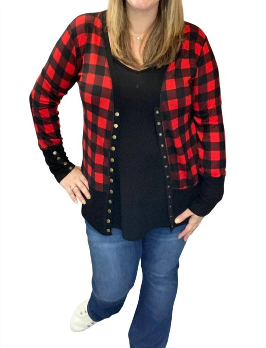 Flowerdaze - Buffalo Plaid Snap Cardigan