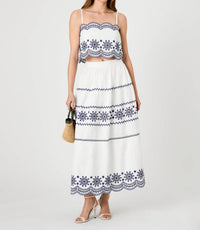 French Connection - Alissa Cotton Embroidered Strappy Top