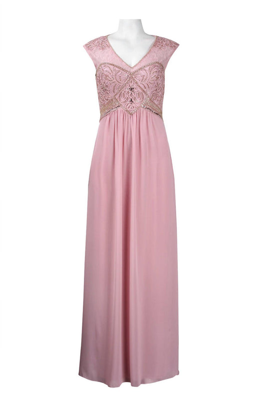 Sue Wong - Cap Sleeve Embellished A-Line Dress