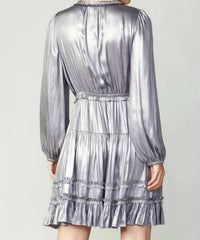 current air Metallic Luster Mini Dress in silver - women's dress - detail view
