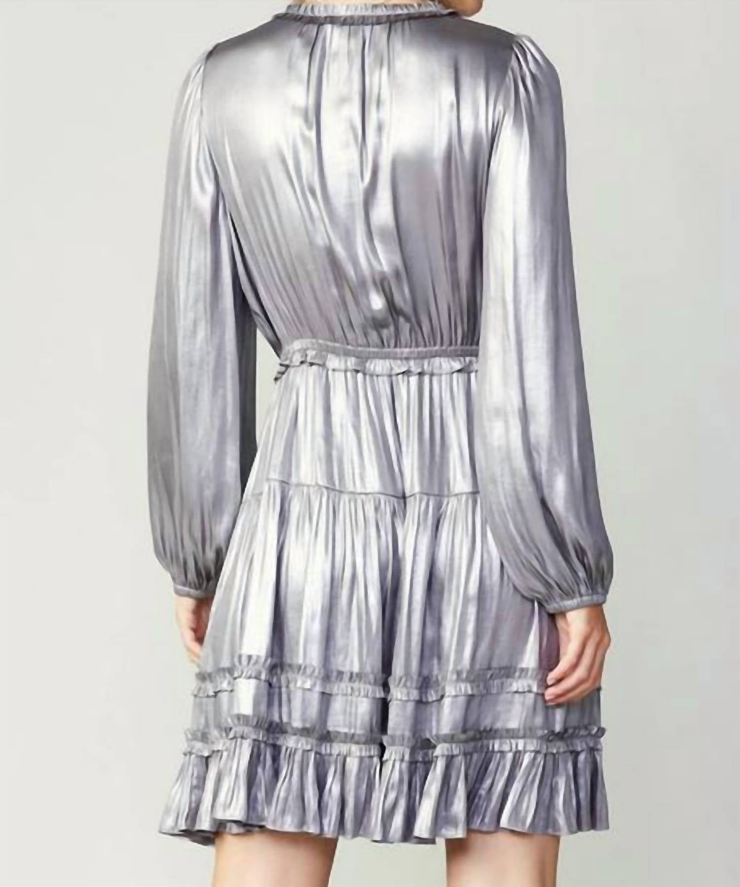 current air Metallic Luster Mini Dress in silver - women's dress - detail view
