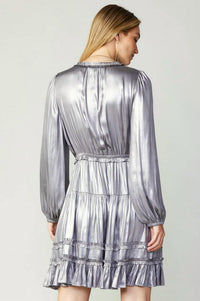 current air Metallic Luster Mini Dress in silver - women's dress - alternate view