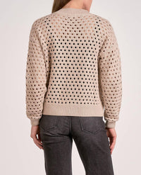 ELAN Zip Up Sweater Cardigan in stone 1 - women's cardigan - detail view