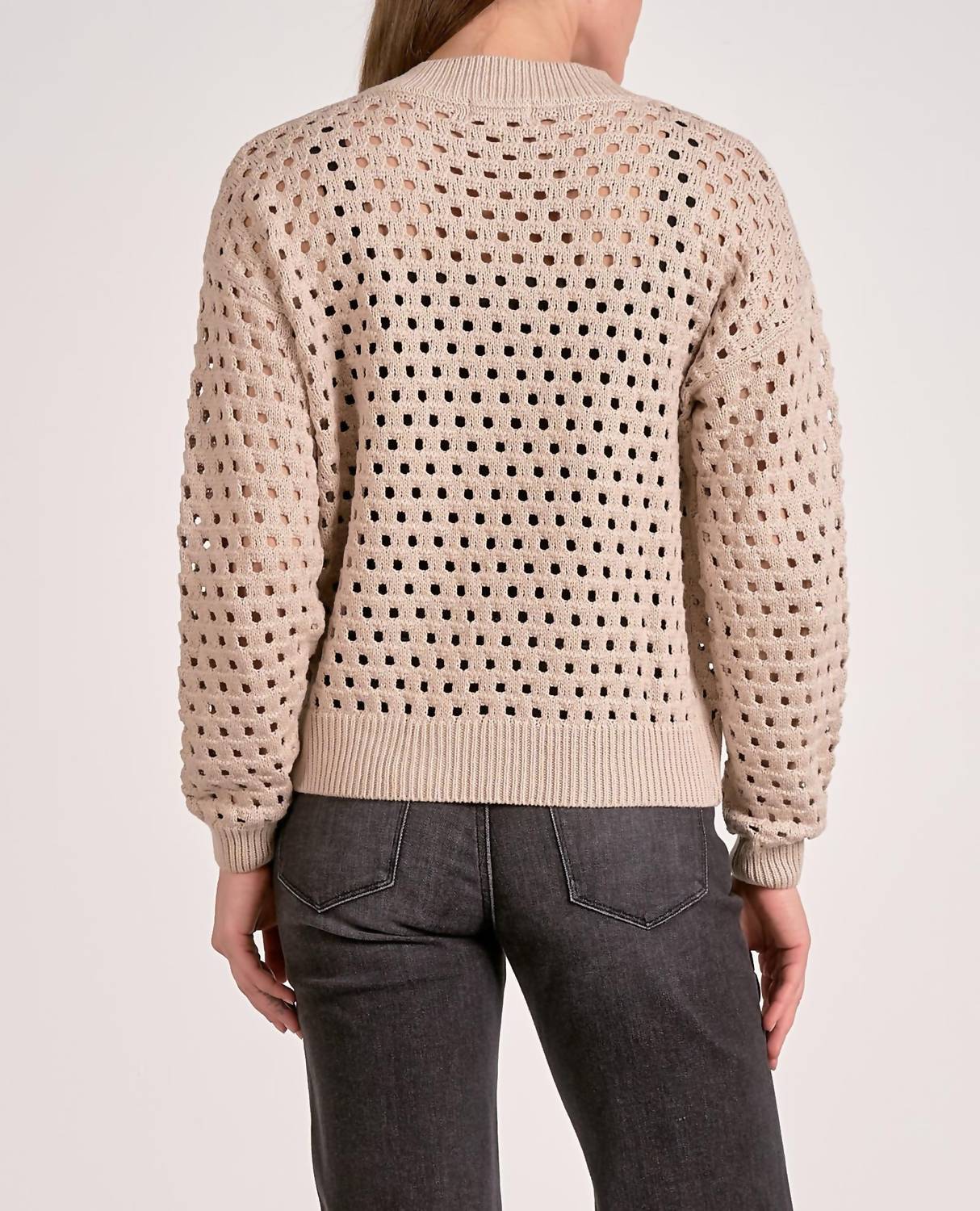 ELAN Zip Up Sweater Cardigan in stone 1 - women's cardigan - detail view