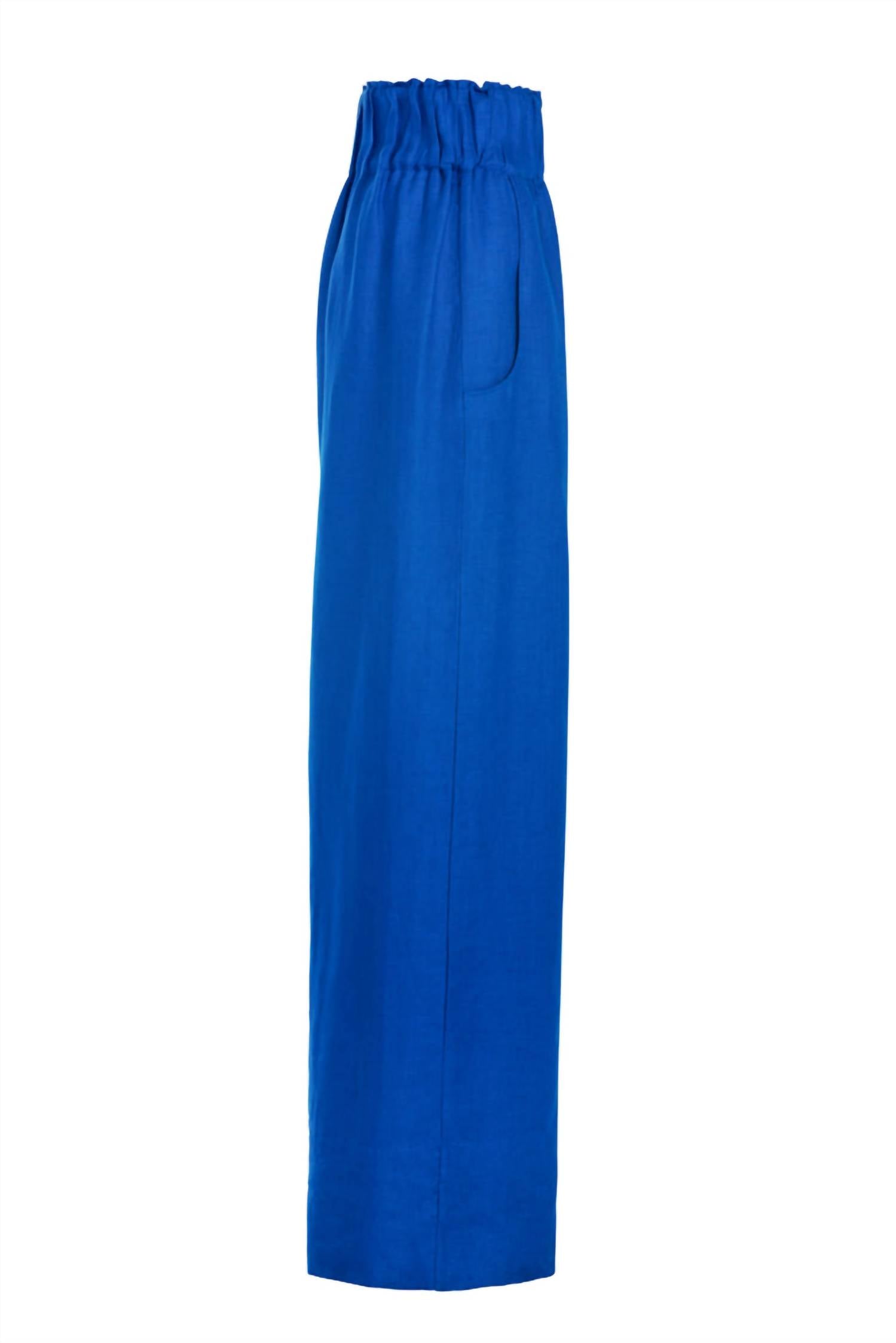 BONDI BORN Women's Universal Linen Trousers in sapphire - women's pants - alternate view