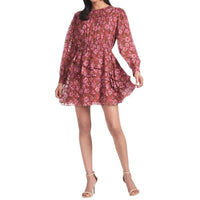 SACHIN & BABI Meg Floral Ruffle Chiffon Mini Dress in red - women's dress