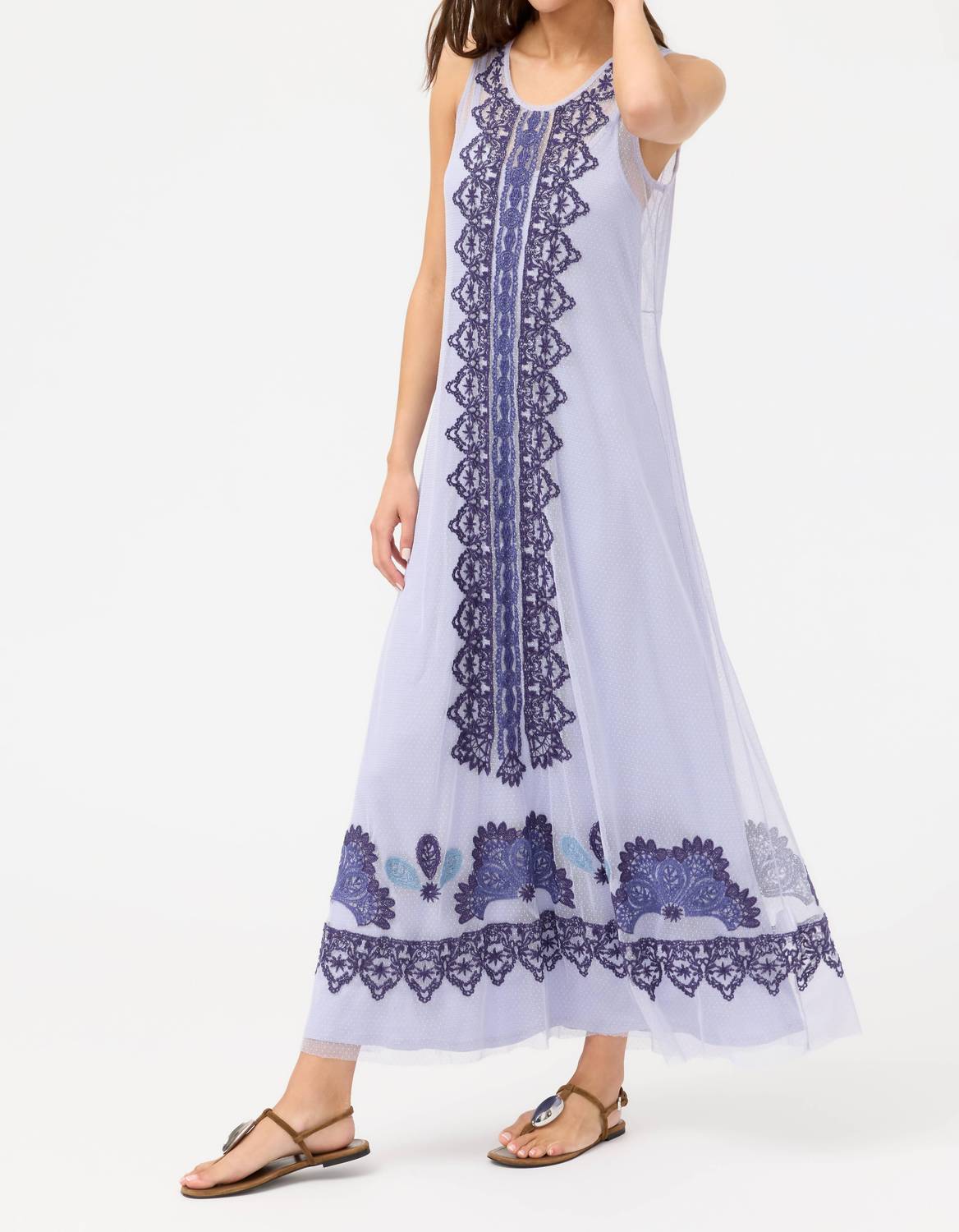 Johnny Was BITOLA MESH DRESS in icelandic blue - women's dress