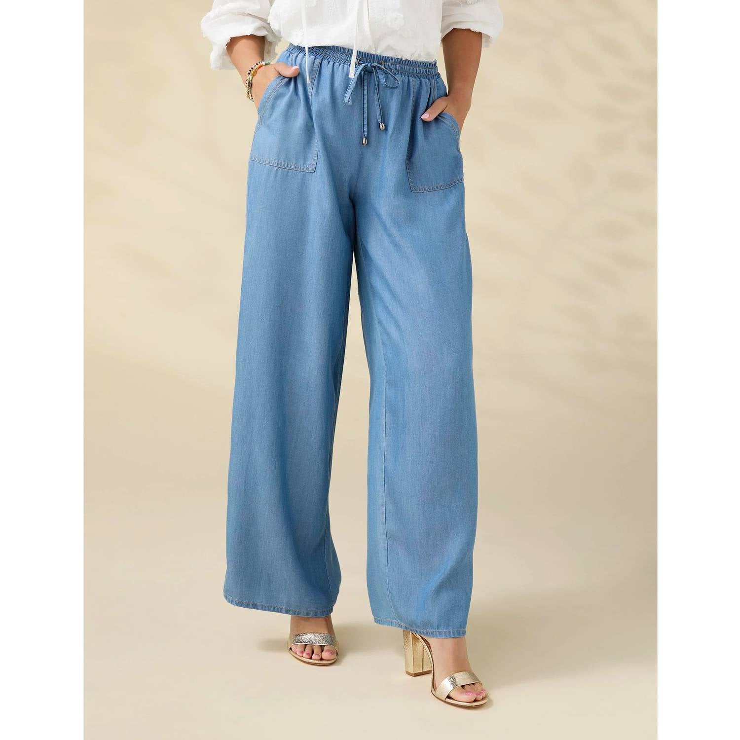 Coco + Carmen - Khloe Chambray Pant With Pockets