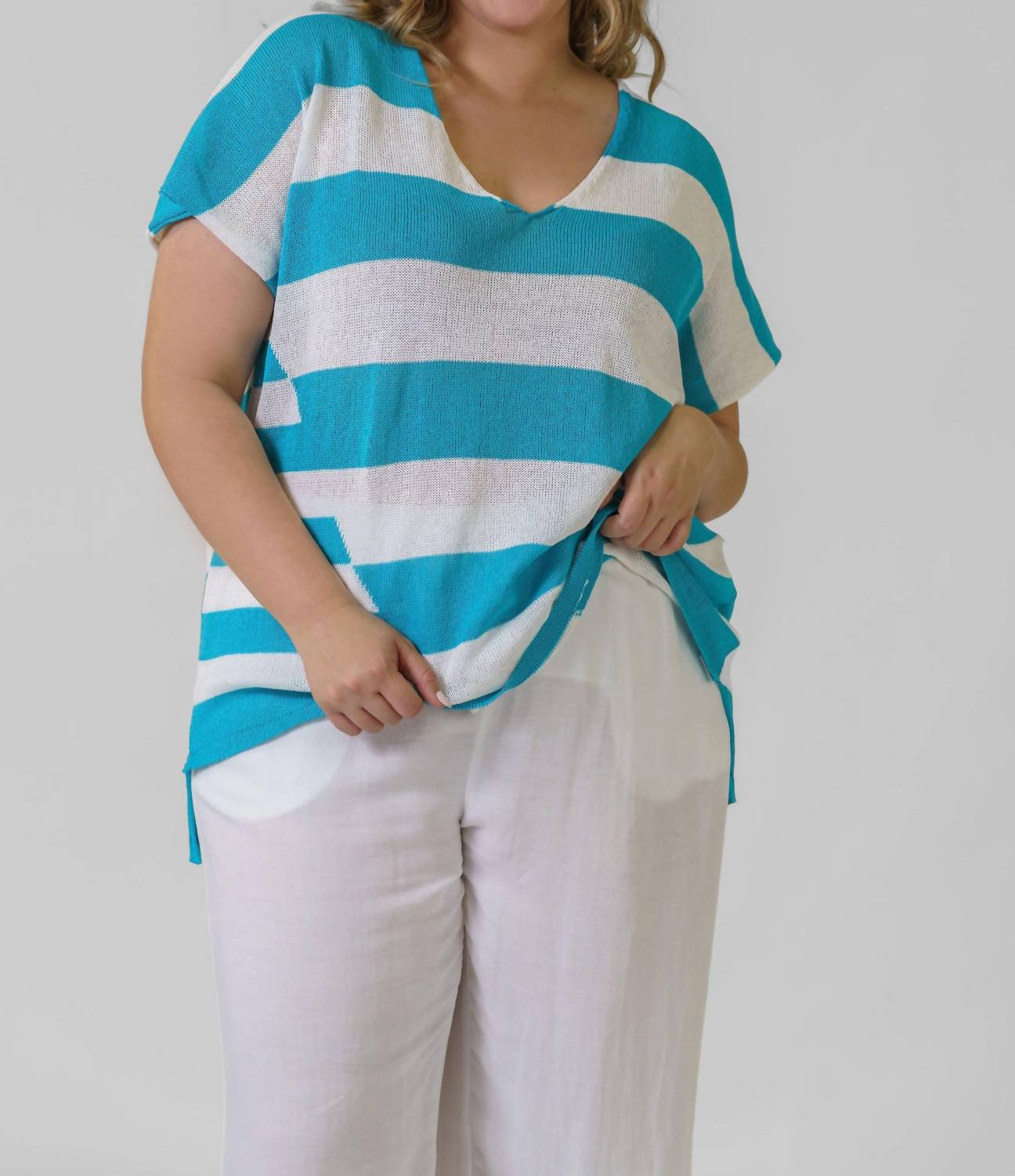 Mat Fashion - Stripe Knit Sweater - Plus