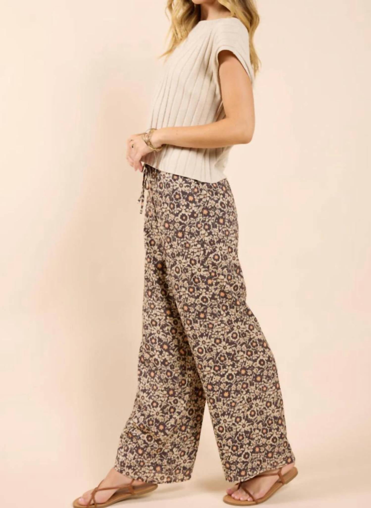 Sadie & Sage Desert Sunset Wide Leg Pants in brown - women's pants - view 4
