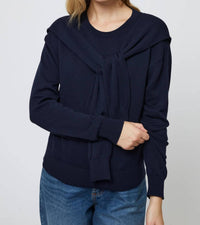 FRENCH CONNECTION Cashmere Blend Tie Sweater in marine - women's sweater