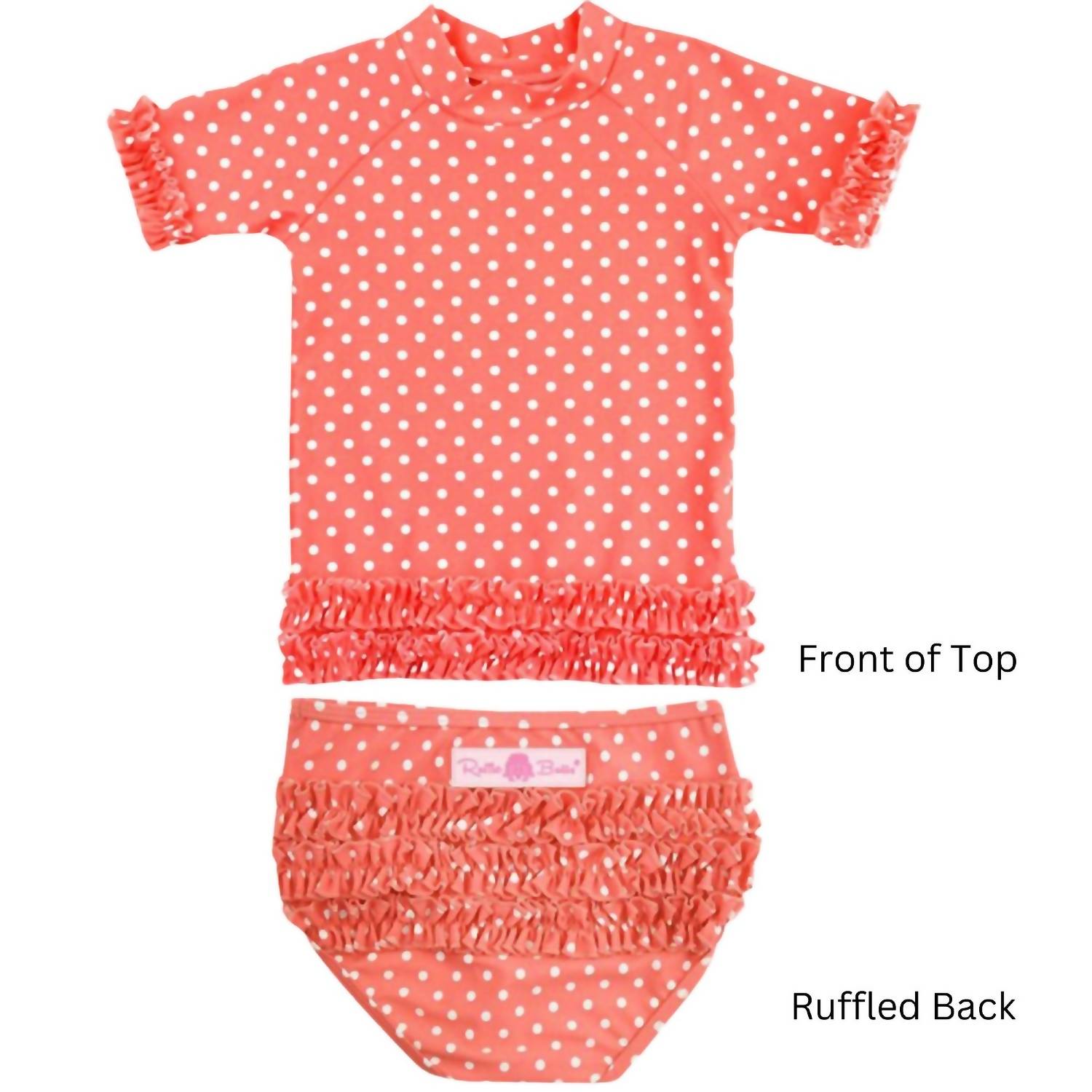 Rufflebutts - Girls' Polka Dot Ruffled Rash Guard Swim Set