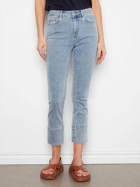 Charlie B - Pink Stitch Hem Cuff Slim Leg Stretch Jeans
