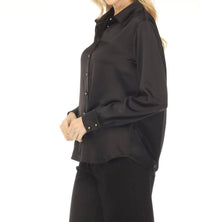 Joseph Ribkoff - Rhinestone Cowl Back Satin Blouse