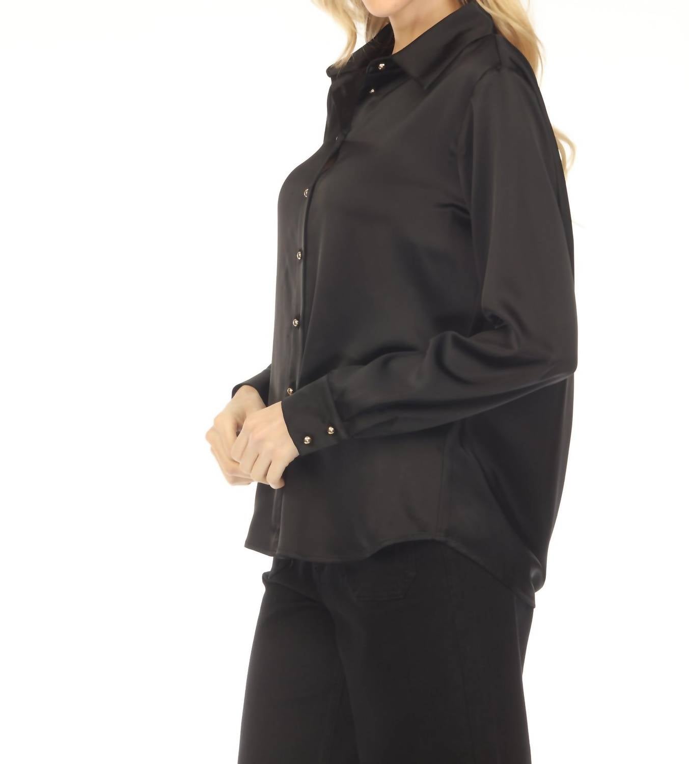 Joseph Ribkoff - Rhinestone Cowl Back Satin Blouse