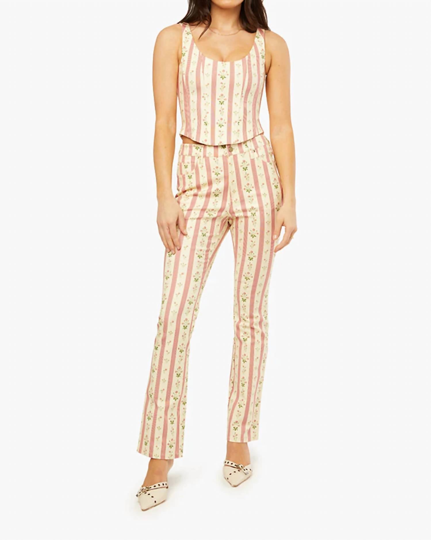 We Wore What - Floral Mid Rise Ankle Jeans
