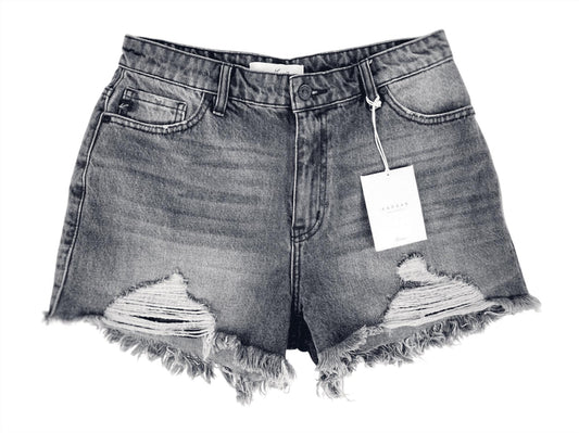 Kancan - High Rise Frayed Hem Denim Shorts