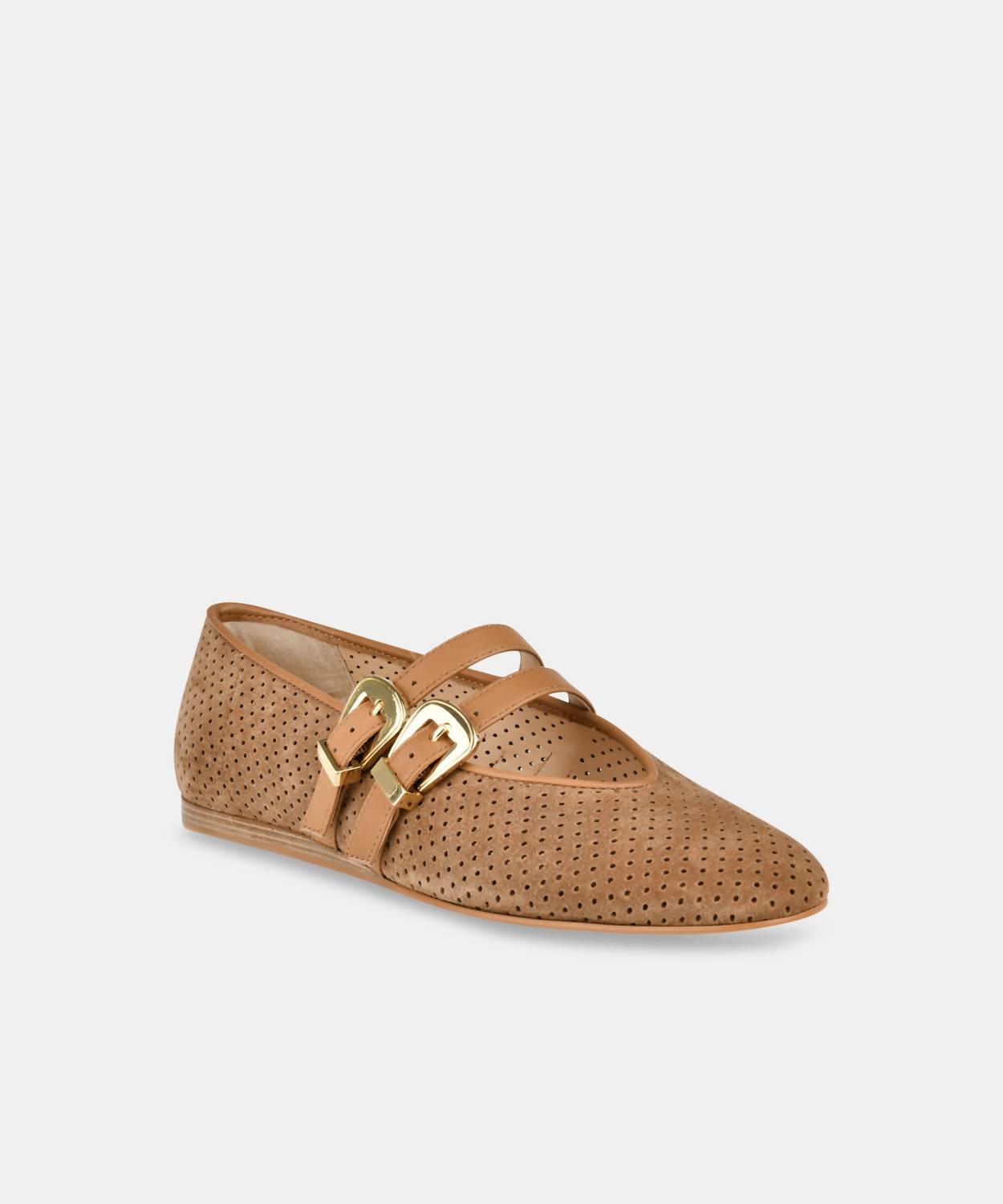 Dolce Vita Women's Baylee Flats in pecan perforated suede - women's flats