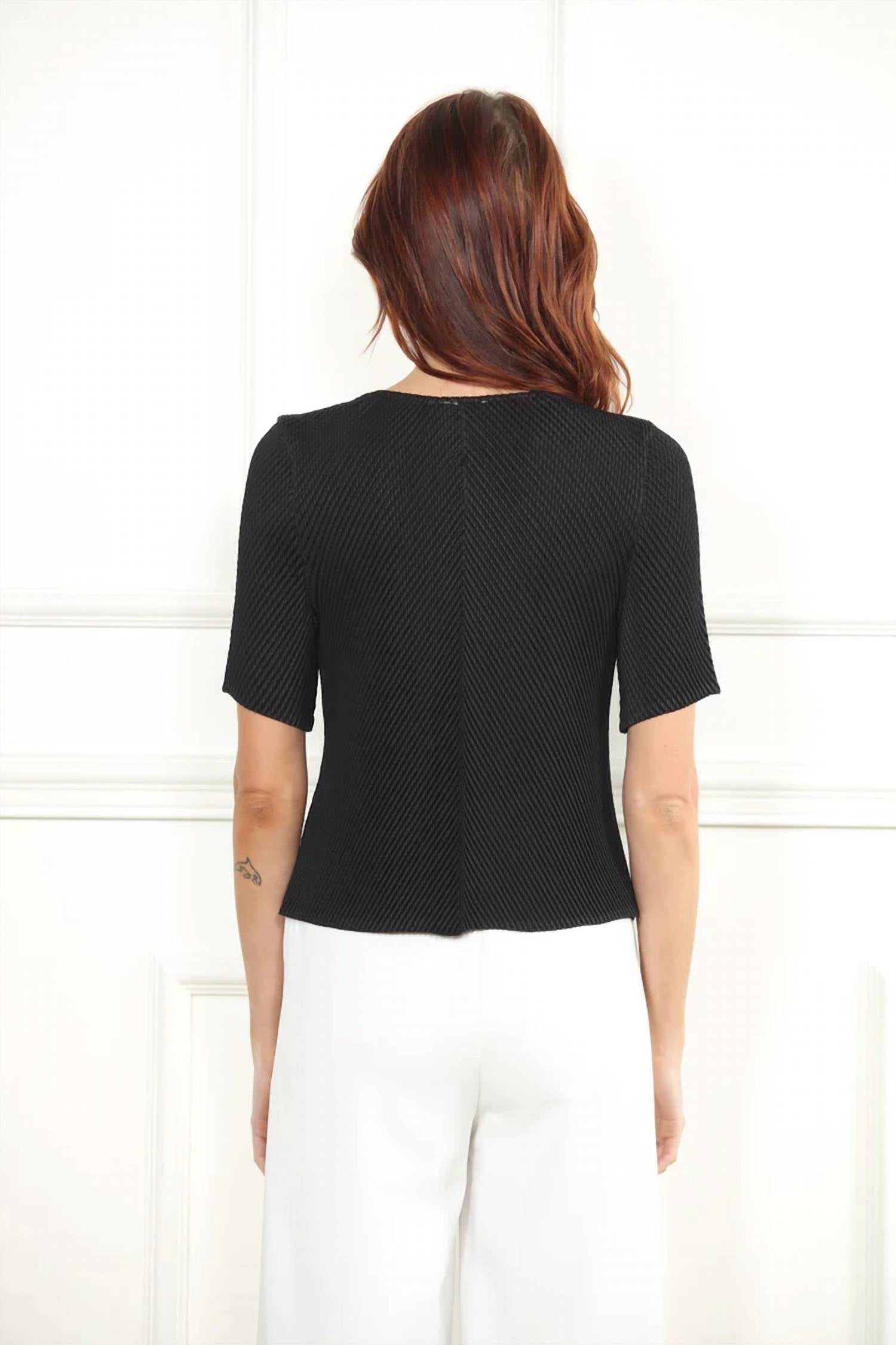 Zero Degrees Celsius - Short Sleeve Pleated Top