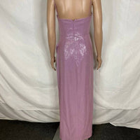 HALSTON HERITAGE Women’s Mona Shimmer Ruched Midi Dress in purple - women's dress - alternate view