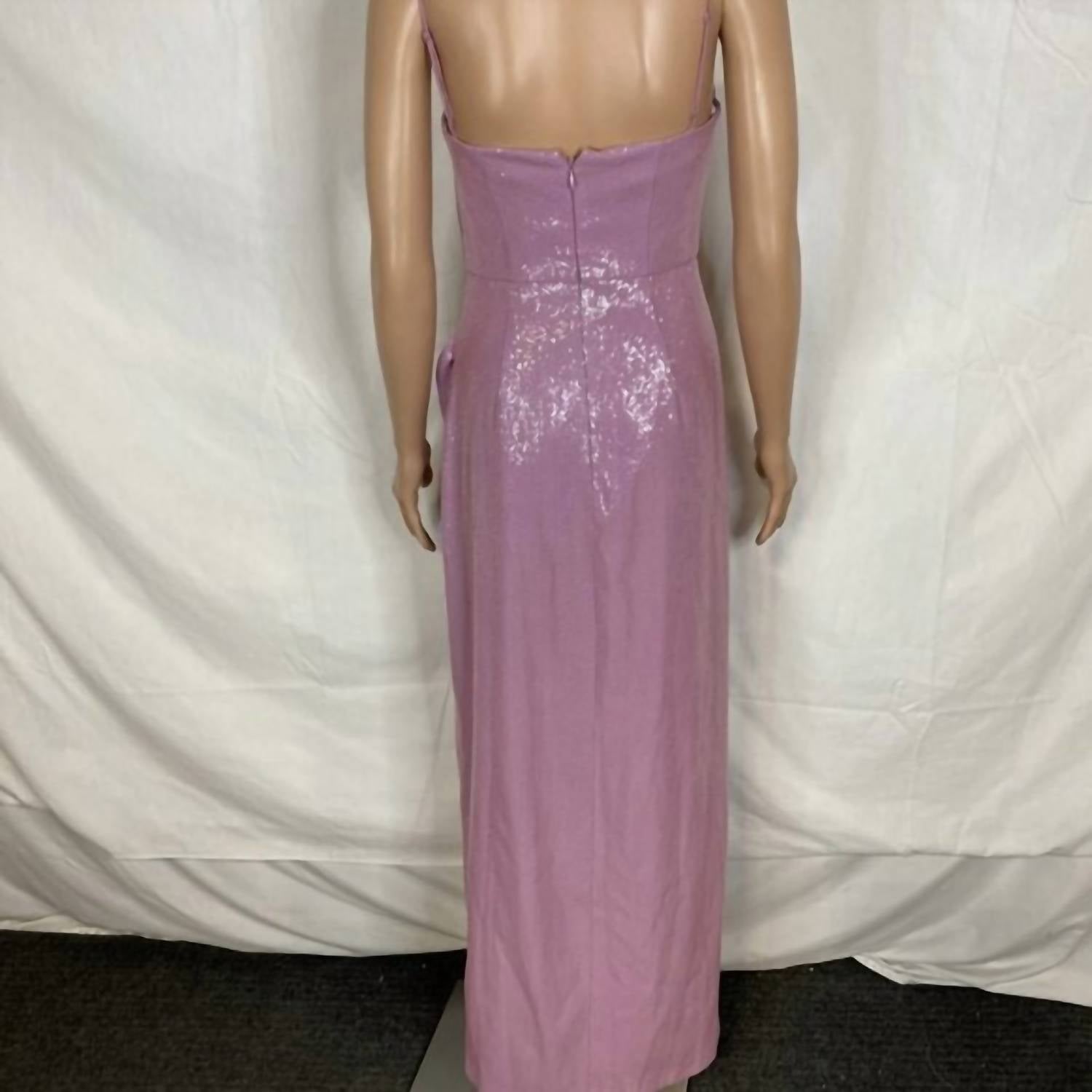 HALSTON HERITAGE Women’s Mona Shimmer Ruched Midi Dress in purple - women's dress - alternate view