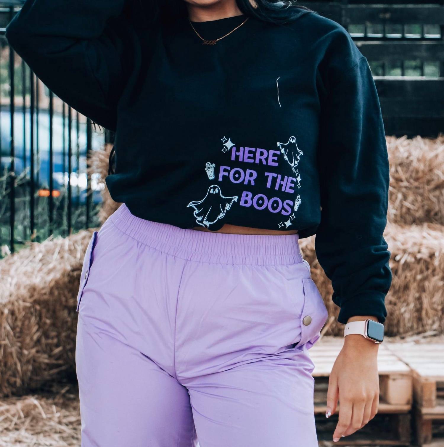 GILDAN Here For The Boos Crewneck Sweater in blue - women's sweater - view 5